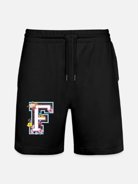 Letter F in varsity style - Stanley/Stella Trainer Unisex Organic Jogging Shorts - black