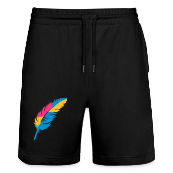 Une plume colorée - Short de jogging bio TRAINER Stanley/Stella unisexe - noir - Devant - Nik (191cm) & Marisol (170cm)