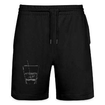 Klarer Eisdrink Liniengrafik - Stanley/Stella Unisex Bio Joggingshorts Trainer  - Schwarz - Vorne - Nik (191cm) & Marisol (170cm)