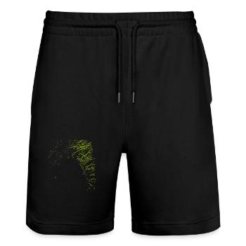 Dessin abstrait / ligne / vert / motif / nature - Short de jogging bio TRAINER Stanley/Stella unisexe - noir - Devant - Nik (191cm) & Marisol (170cm)