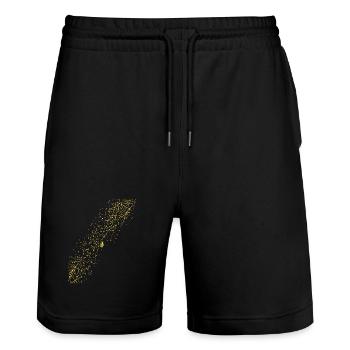 Abstraktes Raster / Linie / Muster / Natur / gold - Stanley/Stella Unisex Bio Joggingshorts Trainer  - Schwarz - Vorne - Nik (191cm) & Marisol (170cm)