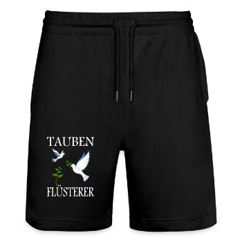 Tauben Flüsterer - Stanley/Stella Unisex Bio Joggingshorts Trainer  - Schwarz - Vorne - Nik (191cm) & Marisol (170cm)