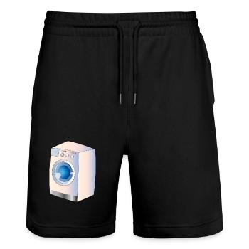 Washing machine in comic style for fresh ideas - Stanley/Stella Trainer Unisex Organic Jogging Shorts - black - Front - Nik (191cm) & Marisol (170cm)