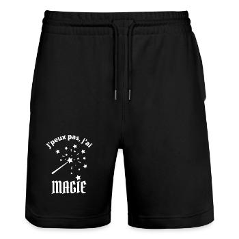 je peux pas j ai magie étoiles baguette magique - Short de jogging bio TRAINER Stanley/Stella unisexe - noir - Devant - Nik (191cm) & Marisol (170cm)