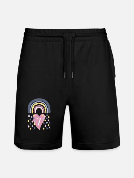 Rainbow 7th Birthday Child - Stanley/Stella Trainer Unisex Organic Jogging Shorts - black