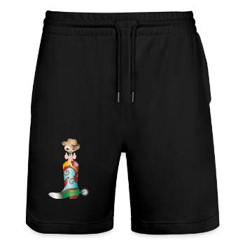kleiner Regenwurm als Cowboy im Westernstiefel - Stanley/Stella Unisex Bio Joggingshorts Trainer  - Schwarz - Vorne - Nik (191cm) & Marisol (170cm)