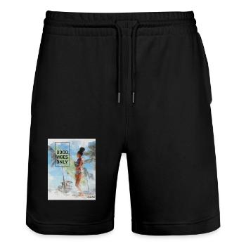 Beach Surfer Girl – Ondes positives - Short de jogging bio TRAINER Stanley/Stella unisexe - noir - Devant - Nik (191cm) & Marisol (170cm)