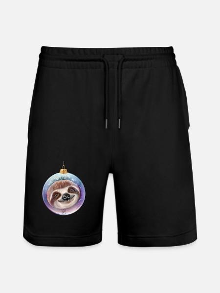 Christmas Sloth Santa - Stanley/Stella Trainer Unisex Organic Jogging Shorts - black