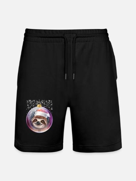 Funny Sloth Christmas Snow - Stanley/Stella Trainer Unisex Organic Jogging Shorts - black