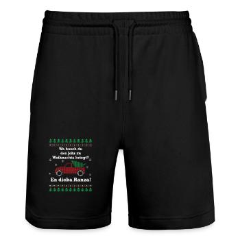 Wa hosch du des Johr zu Weihnachta kriegt? - Stanley/Stella Unisex Bio Joggingshorts Trainer  - Schwarz - Vorne - Nik (191cm) & Marisol (170cm)