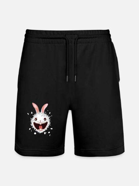 White Rabbit Head - Stanley/Stella Trainer Unisex Organic Jogging Shorts - black