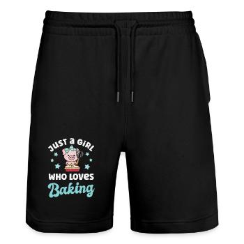 Baking Baker - Stanley/Stella Trainer Unisex Organic Jogging Shorts - black - Front - Nik (191cm) & Marisol (170cm)