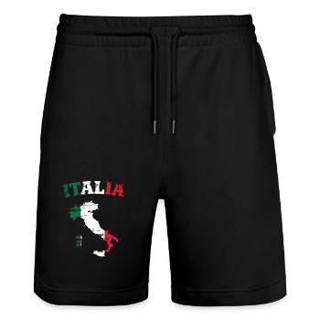 Italy Map Flag Used - Stanley/Stella Trainer Unisex Organic Jogging Shorts - black - Front - Nik (191cm) & Marisol (170cm)