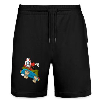 Strange fox on skateboarding - Stanley/Stella Trainer Unisex Organic Jogging Shorts - black - Front - Nik (191cm) & Marisol (170cm)