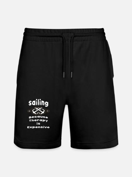 "Sailing Therapy" T-Shirt - Stanley/Stella Trainer Unisex Organic Jogging Shorts - black