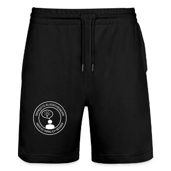 Geprüfte Klugscheißerin Damen (weißer Druck) - Stanley/Stella Unisex Bio Joggingshorts Trainer  - Schwarz - Vorne - Nik (191cm) & Marisol (170cm)
