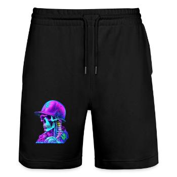 Squelette avec casquette - Short de jogging bio TRAINER Stanley/Stella unisexe - noir - Devant - Nik (191cm) & Marisol (170cm)