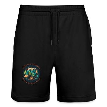 Abenteuer Beginnt Am Pfadende - Stanley/Stella Unisex Bio Joggingshorts Trainer  - Schwarz - Vorne - Nik (191cm) & Marisol (170cm)