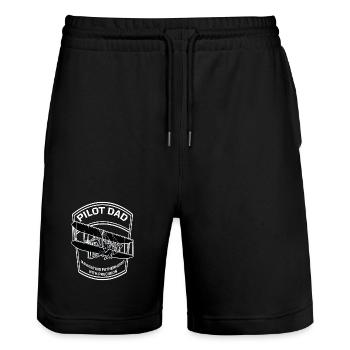 Papa pilote Idée cadeau unique pour papa - Short de jogging bio TRAINER Stanley/Stella unisexe - noir - Devant - Nik (191cm) & Marisol (170cm)