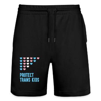 LGBT Pride Month - Protect Trans Kids - Stanley/Stella Trainer Unisex Organic Jogging Shorts - black - Front - Nik (191cm) & Marisol (170cm)