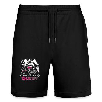 Skifahrerin Apres Ski Skihase Party Pistensau - Stanley/Stella Unisex Bio Joggingshorts Trainer  - Schwarz - Vorne - Nik (191cm) & Marisol (170cm)