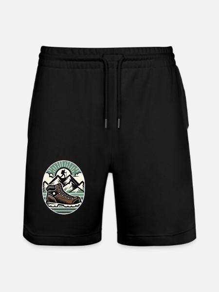 Drawing Hiker Bergwanderschuh - Stanley/Stella Unisex Bio Joggingshorts Trainer  - Schwarz