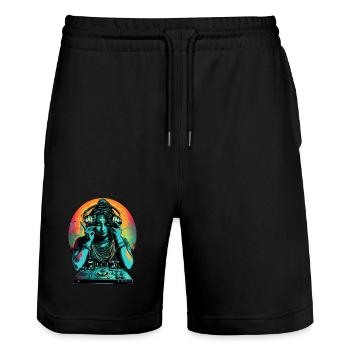 Déesse DJ - Short de jogging bio TRAINER Stanley/Stella unisexe - noir - Devant - Nik (191cm) & Marisol (170cm)