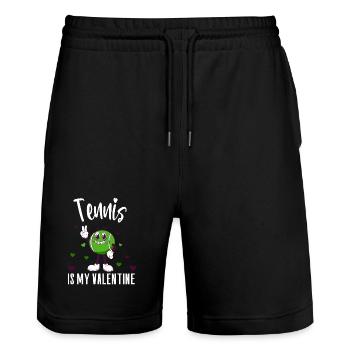 Tennis is my valentine funny - Stanley/Stella Trainer Unisex Organic Jogging Shorts - black - Front - Nik (191cm) & Marisol (170cm)