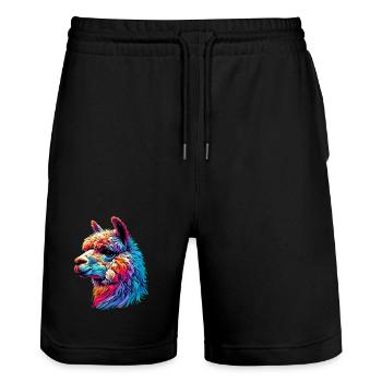 Alpaca - Stanley/Stella Trainer Unisex Organic Jogging Shorts - black - Front - Nik (191cm) & Marisol (170cm)