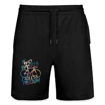 Endless Freedom Bicycle Design - Stanley/Stella Trainer Unisex Organic Jogging Shorts - black - Front - Nik (191cm) & Marisol (170cm)