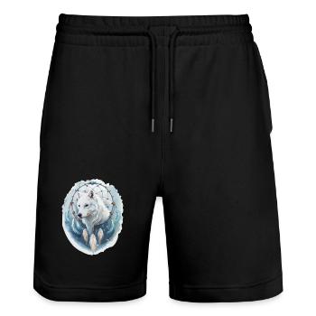 Wolf im Traumfänger - Mystisches Design. - Stanley/Stella Unisex Bio Joggingshorts Trainer  - Schwarz - Vorne - Nik (191cm) & Marisol (170cm)