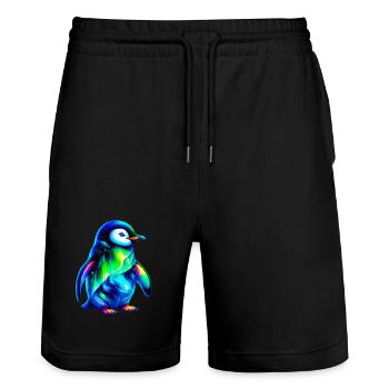 Aurora Borealis Pinguin - Stanley/Stella Unisex Bio Joggingshorts Trainer  - Schwarz - Vorne - Nik (191cm) & Marisol (170cm)