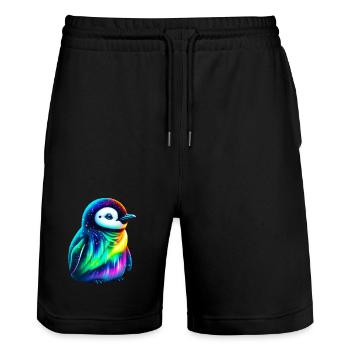 Aurora Borealis Pinguin - Stanley/Stella Unisex Bio Joggingshorts Trainer  - Schwarz - Vorne - Nik (191cm) & Marisol (170cm)
