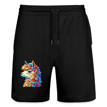 Alpaka - Stanley/Stella Unisex Bio Joggingshorts Trainer  - Schwarz - Vorne - Nik (191cm) & Marisol (170cm)
