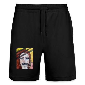 Live PEACE - Stanley/Stella Unisex Bio Joggingshorts Trainer  - Schwarz - Vorne - Nik (191cm) & Marisol (170cm)
