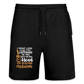 Gitarrenspieler Gitarrist - Stanley/Stella Unisex Bio Joggingshorts Trainer  - Schwarz - Vorne - Nik (191cm) & Marisol (170cm)