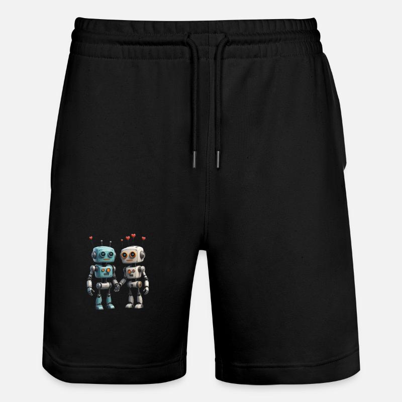 Roboter Pärchen - Stanley/Stella Unisex Bio Joggingshorts Trainer  - Schwarz