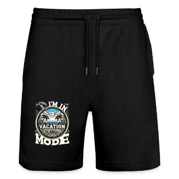 Ich bin im Urlaubsmodus Vacation mode - Stanley/Stella Unisex Bio Joggingshorts Trainer  - Schwarz - Vorne - Nik (191cm) & Marisol (170cm)
