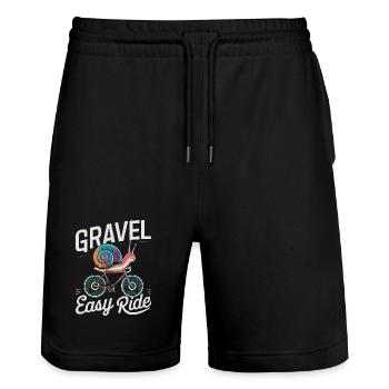 Snail Biking Adventure Illustration - Stanley/Stella Trainer Unisex Organic Jogging Shorts - black - Front - Nik (191cm) & Marisol (170cm)