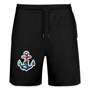 Anchor with knot polygon colorful - Stanley/Stella Trainer Unisex Organic Jogging Shorts - black - Front - Nik (191cm) & Marisol (170cm)