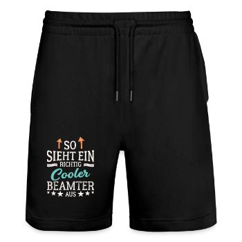 So sieht ein richtig cooler Beamter aus - Stanley/Stella Unisex Bio Joggingshorts Trainer  - Schwarz - Vorne - Nik (191cm) & Marisol (170cm)