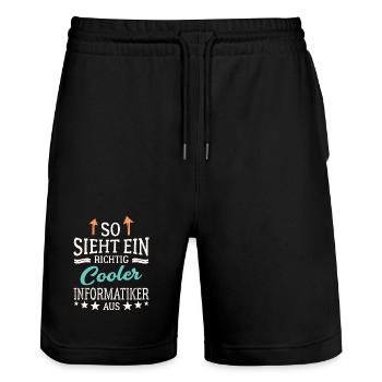 So sieht ein richtig cooler Informatiker aus - Stanley/Stella Unisex Bio Joggingshorts Trainer  - Schwarz - Vorne - Nik (191cm) & Marisol (170cm)