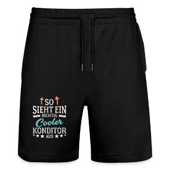 So sieht ein richtig cooler Konditor aus - Stanley/Stella Unisex Bio Joggingshorts Trainer  - Schwarz - Vorne - Nik (191cm) & Marisol (170cm)