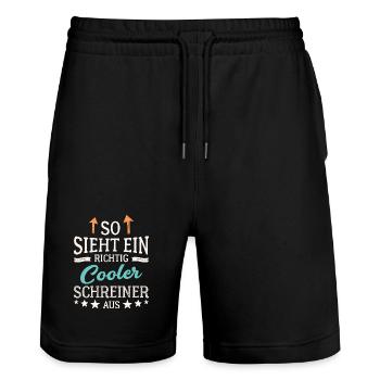 So sieht ein richtig cooler Schreiner aus Tischler - Stanley/Stella Unisex Bio Joggingshorts Trainer  - Schwarz - Vorne - Nik (191cm) & Marisol (170cm)