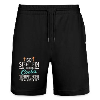 So sieht ein richtig cooler Tierpfleger aus - Stanley/Stella Unisex Bio Joggingshorts Trainer  - Schwarz - Vorne - Nik (191cm) & Marisol (170cm)