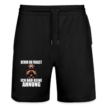 Faultier Humor lustige Sprüche keine Ahnung - Stanley/Stella Unisex Bio Joggingshorts Trainer  - Schwarz - Vorne - Nik (191cm) & Marisol (170cm)