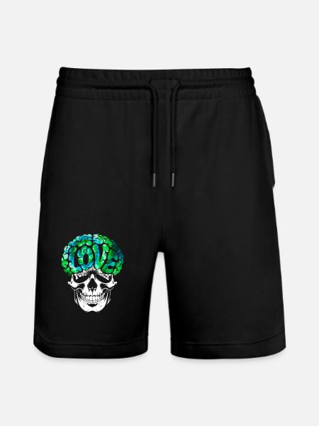 Psychedelic Skull Brain Love Tee - Stanley/Stella Trainer Unisex Organic Jogging Shorts - black