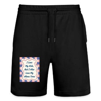 I Love my Alone Time – Eltern-Statement - Stanley/Stella Unisex Bio Joggingshorts Trainer  - Schwarz - Vorne - Nik (191cm) & Marisol (170cm)