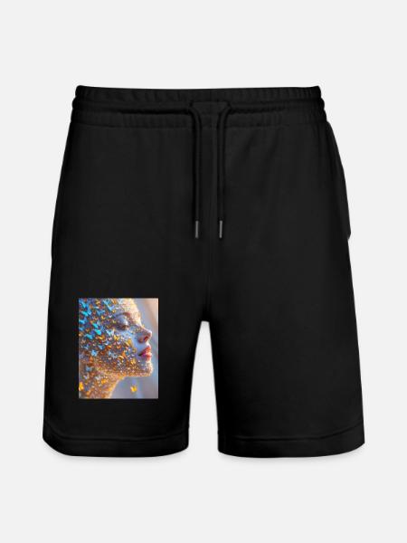 Butterfly Face Art - Stanley/Stella Trainer Unisex Organic Jogging Shorts - black
