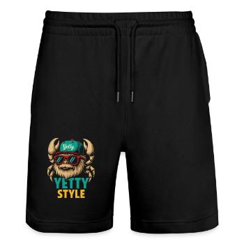 Graphisme Yeti Style Yetty - Short de jogging bio TRAINER Stanley/Stella unisexe - noir - Devant - Nik (191cm) & Marisol (170cm)